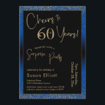 応援60年サプライズ誕生日パーティブルー 招待状<br><div class="desc">2つの特徴的なフォントを使用して、私はあなたの発表のためのグラフィックを作成し、フェスティバルの雰囲気のためのメタリックフェイク金ゴールド効果でそれらを飾った。各パーツはニーズに合わせのまわりにて移動できるが読、ヘッダー「60年への応援!」「サプライズパーティー」。(「サプライズ」は取り除くもしことができ、パーティーは取り除かれない。 すべての文字は、青い背景をオーバーレイする黒い長方形の上に配置された。金ゴールド紙吹雪と微妙な黒グラデーションいオーバーレイが効縁ど果を完成。背景色を好きな色に変更！// 130   131 //</div>