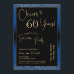応援60年サプライズ誕生日パーティブルー 招待状<br><div class="desc">2つの特徴的なフォントを使用して、私はあなたの発表のためのグラフィックを作成し、フェスティバルの雰囲気のためのメタリックフェイク金ゴールド効果でそれらを飾った。各パーツはニーズに合わせのまわりにて移動できるが読、ヘッダー「60年への応援!」「サプライズパーティー」。(「サプライズ」は取り除くもしことができ、パーティーは取り除かれない。 すべての文字は、青い背景をオーバーレイする黒い長方形の上に配置された。金ゴールド紙吹雪と微妙な黒グラデーションいオーバーレイが効縁ど果を完成。背景色を好きな色に変更！// 130   131 //</div>