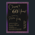 応援60年サプライズ誕生日パーティー、紫 招待状<br><div class="desc">2つの特徴的なフォントを使用して、私はあなたの発表のためのグラフィックを作成し、フェスティバルの雰囲気のためのメタリックフェイク金ゴールド効果でそれらを飾った。各パーツはニーズに合わせのまわりにて移動できるが読、ヘッダー「60年への応援!」「サプライズパーティー」。(「サプライズ」は取り除くもしことができ、パーティーは取り除かれない。 すべての文字は、深いの紫色の背景をオーバーレイする黒い長方形の上に配置された。金ゴールド紙吹雪と微妙な黒グラデーションいオーバーレイが効縁ど果を完成。背景色を好きな色に変更！// 130, 131 //</div>