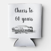 応援60年ヴィンテージ蒸気列車誕生日 缶クーラー (正面)