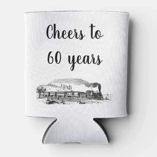 応援60年ヴィンテージ蒸気列車誕生日 缶クーラー (正面)