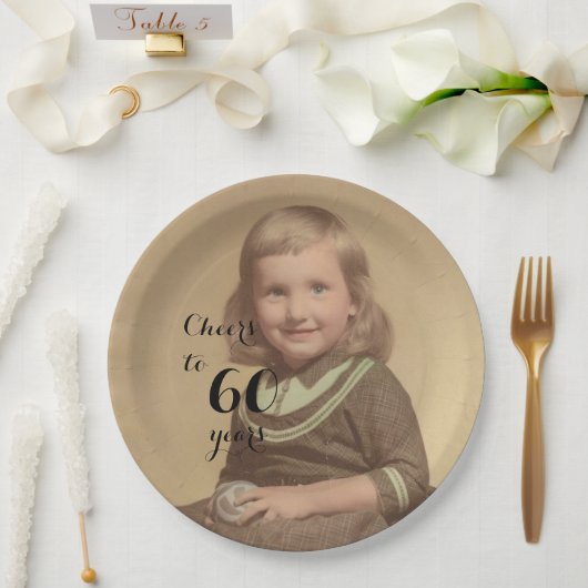 応援60年！フォト紙プレート ペーパープレート (ウェディング)
