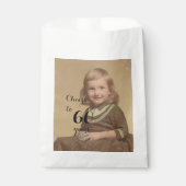 応援60年！誕生日フォトブラックスクリプト フェイバーバッグ (正面)