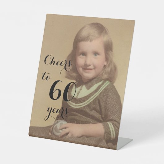 応援60年！誕生日フォトブラックスクリプト 台座サイン (正面)