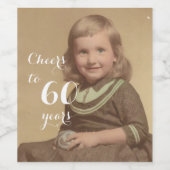 応援60年！誕生日写真 ワインラベル (シングルラベル)