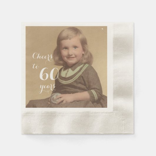 応援60年！誕生日写真 縁ありカクテルナプキン (正面)