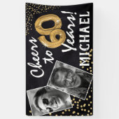 応援60年！金ゴールドバルーンの写真誕生日 横断幕 (縦)