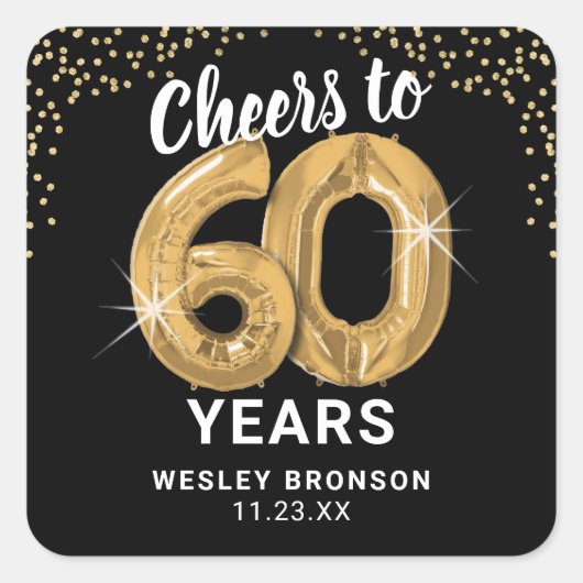 応援60歳アダルト誕生日 スクエアシール (正面)