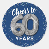 応援60歳アダルト誕生日 ラウンドシール (正面)