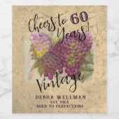 応援60番目の誕生日ヴィンテージワイナリーのカスタマイズ ワインラベル (シングルラベル)