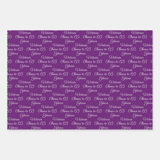 応援65年ピンクマゼンタ65誕生日 ラッピングペーパーシート (正面3)