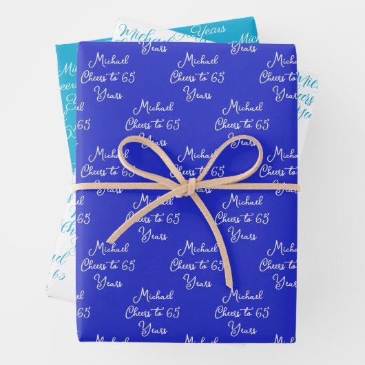 応援65年ブルー王室のマリン65誕生日 ラッピングペーパーシート (インサイチュ)