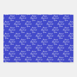 応援65年ブルー王室のマリン65誕生日 ラッピングペーパーシート