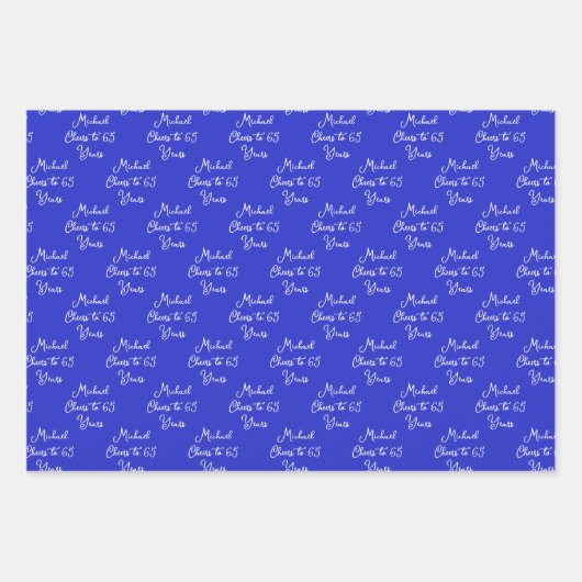 応援65年ブルー王室のマリン65誕生日 ラッピングペーパーシート (正面)