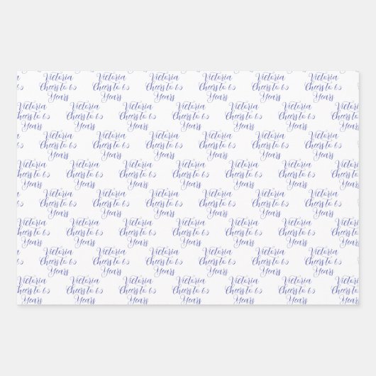 応援65年紫マゼンタ65誕生日 ラッピングペーパーシート (正面2)