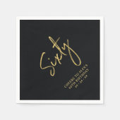 応援6 |ブラックモダン60thバースデーパーティー スタンダードカクテルナプキン (正面)