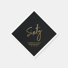 応援6 |ブラックモダン60thバースデーパーティー スタンダードカクテルナプキン