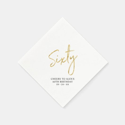 応援6 |大人モダン60歳の誕生日パーティーNa スタンダードカクテルナプキン (角)