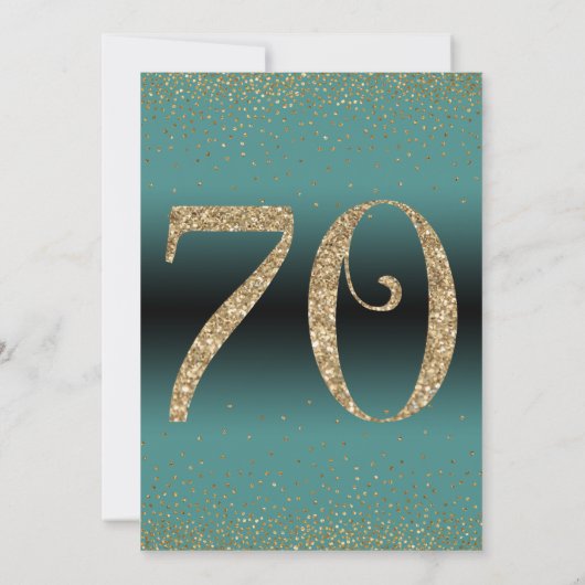 応援70年サプライズ誕生日パーティー、ティール(緑がかった色) 招待状 (裏面)
