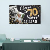 応援70年！金ゴールドバルーンの写真誕生日 横断幕 (トレードショー)