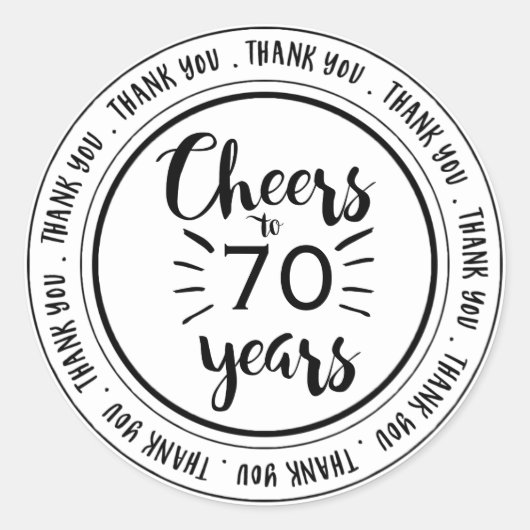 応援70年 – 70誕生日ありがとう ラウンドシール (正面)