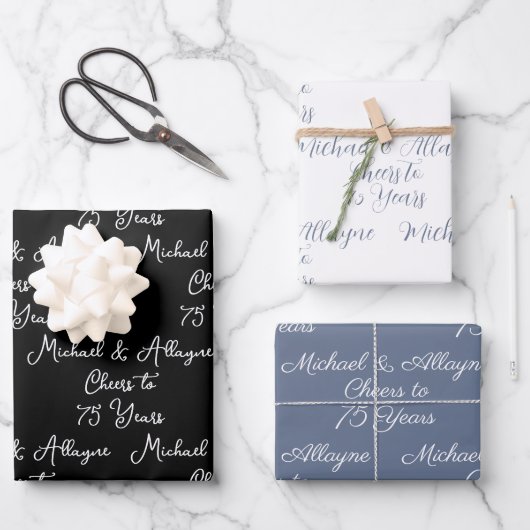 応援75年黒白75周年記念 ラッピングペーパーシート (正面)