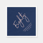 応援80バラ金ゴールド&ネイビー80誕生日 スタンダードカクテルナプキン (正面)