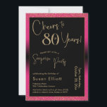 応援80年のサプライズ誕生日パーティー、ピンク 招待状<br><div class="desc">2つの特徴的なフォントを使用して、私はあなたの発表のためのグラフィックを作成し、フェスティバルの雰囲気のためのメタリックフェイク金ゴールド効果でそれらを飾った。各パーツはニーズに合わせのまわりにて移動できるが読、ヘッダー「80年への応援!」「サプライズパーティー」。(「サプライズ」は取り除くもしことができ、パーティーは取り除かれない。 すべての文字は、深いのピンクの背景をオーバーレイする黒い長方形の上に配置された。金ゴールド紙吹雪と微妙な黒グラデーションいオーバーレイが効縁ど果を完成。背景色を好きな色に変更！// 130   131 //</div>