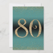 応援80年サプライズ誕生日パーティー、ティール（緑がかった色） 招待状 (裏面)