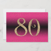 応援80年サプライズ誕生日、深いピンク 招待状 (裏面)