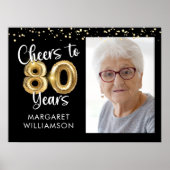 応援80年誕生日写真ウェルカムサイン ポスター (正面)