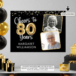 応援80年誕生日写真ウェルカムサイン ポスター