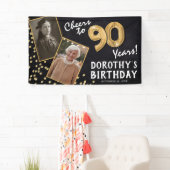 応援80年金ゴールド2写真誕生日 横断幕 (インサイチュ)