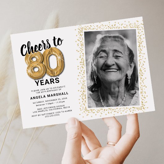 応援80年80誕生日写真 招待状
