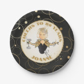 応援80 for Herおもしろい金ゴールドブラック80誕生日 ペーパープレート (正面)