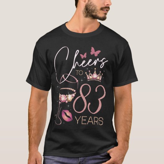 応援83歳83歳の誕生日パーティー女性Q Tシャツ (正面)