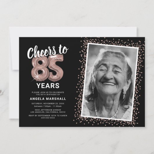 応援85誕生日写真 招待状 (正面)