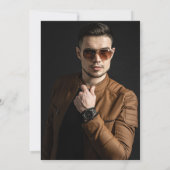 応援86年金ゴールド黒成人誕生日写真 招待状 (裏面)