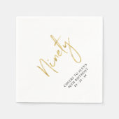 応援9金ゴールド大人90歳の誕生日パーティー スタンダードカクテルナプキン (正面)