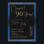 応援90年サプライズ誕生日パーティブルー 招待状<br><div class="desc">2つの特徴的なフォントを使用して、私はあなたの発表のためのグラフィックを作成し、フェスティバルの雰囲気のためのメタリックフェイク金ゴールド効果でそれらを飾った。各パーツはニーズに合わせのまわりにて移動できるが読、ヘッダー「90年への応援!」「サプライズパーティー」。(「サプライズ」は取り除くもしことができ、パーティーは取り除かれない。 すべての文字は、青い背景をオーバーレイする黒い長方形の上に配置された。金ゴールド紙吹雪と微妙な黒グラデーションいオーバーレイが効縁ど果を完成。背景色を好きな色に変更！// 130   131 //</div>