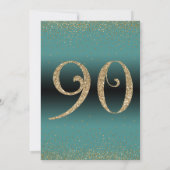 応援90年サプライズ誕生日パーティー、ティール（緑がかった色） 招待状 (裏面)