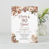 応援90年ピンクフローラ90誕生日 招待状 (スタンド正面)