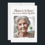 応援90年90th Birthday Partyへ写真Iを追加 招待状<br><div class="desc">90歳パーソナライズされたの誕生日の節目の写真の招待状 – 応援から90年！このパーティーユニーク招待状の特別な写真とカスタムメッセージを追加して、これを本当に作る。</div>