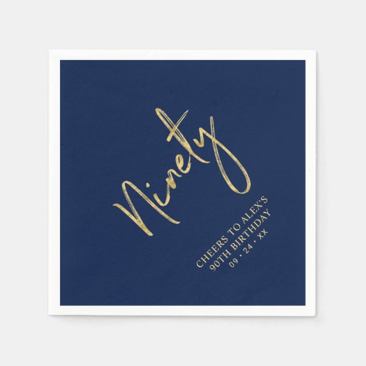 応援90th金ゴールド&海軍90th誕生日パーティー スタンダードカクテルナプキン (正面)