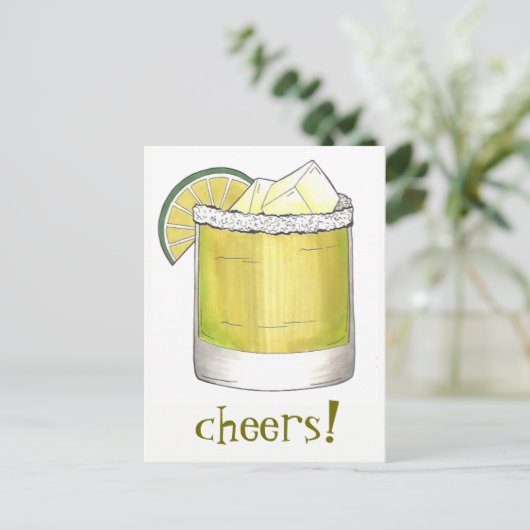 応援!お祝いマルガリタカクテルライムグリーン ポストカード (スタンド正面)