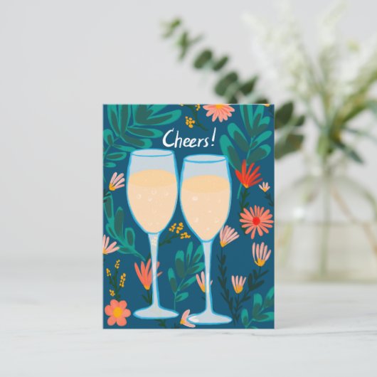 応援!きらめくワインシャンパンフラワーズおめでとう ポストカード (スタンド正面)