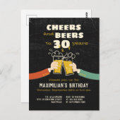 応援・アンド・ビアーズ・トゥ30年間レトロ招待状 ポストカード (正面/裏面)