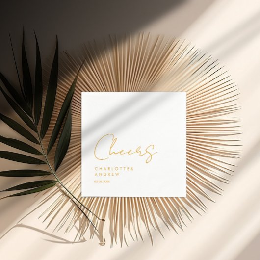 応援!エレガント,ミニマル手書き スタンダードカクテルナプキン