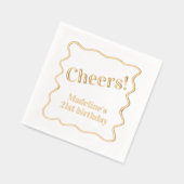 「応援」カスタマイズ可能なメッセージウェー縁どブパーティー 箔ナプキン (左)