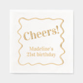 「応援」カスタマイズ可能なメッセージウェー縁どブパーティー 箔ナプキン (正面)